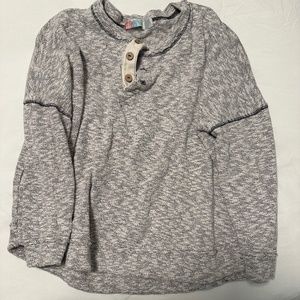 Free People Beach Textured Cotton Henley Top, Color: Dark Grey & White Size: XS